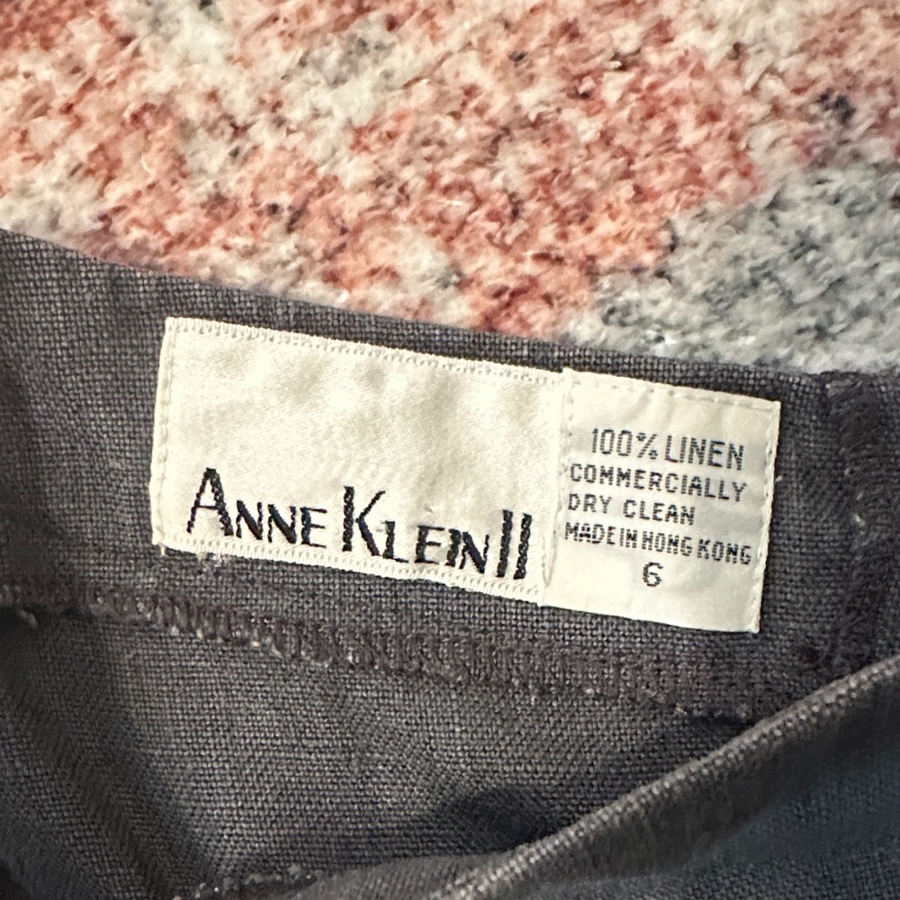 Anne Klein Vintage Charcoal Linen Midi Dress - Picture 2 of 7